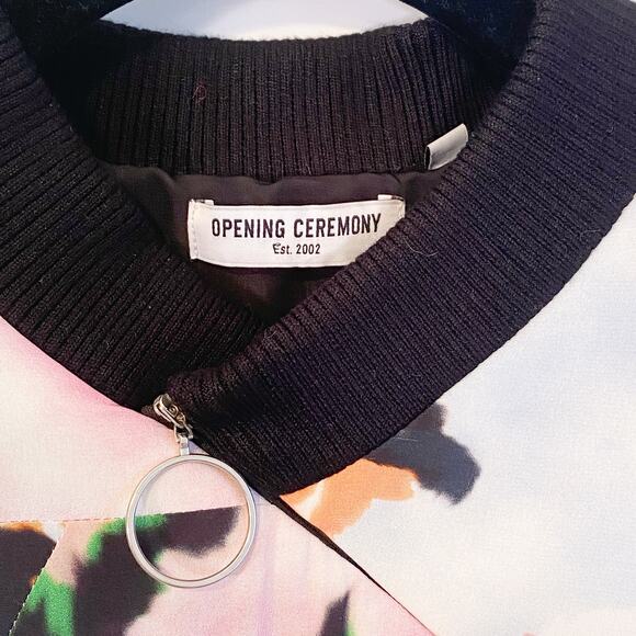 Opening Ceremony Floral 1/4 Zip Silk Bomber Jacket Rare - Picture 6 of 11